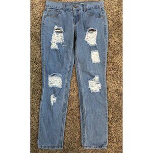 American Blue ~ Distressed Jeans ~ Sz 9 ~ Light ~ Juniors Mom Style Jeans